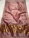Pure tissue silk handloom chanderi mocha brown with zari butta all over