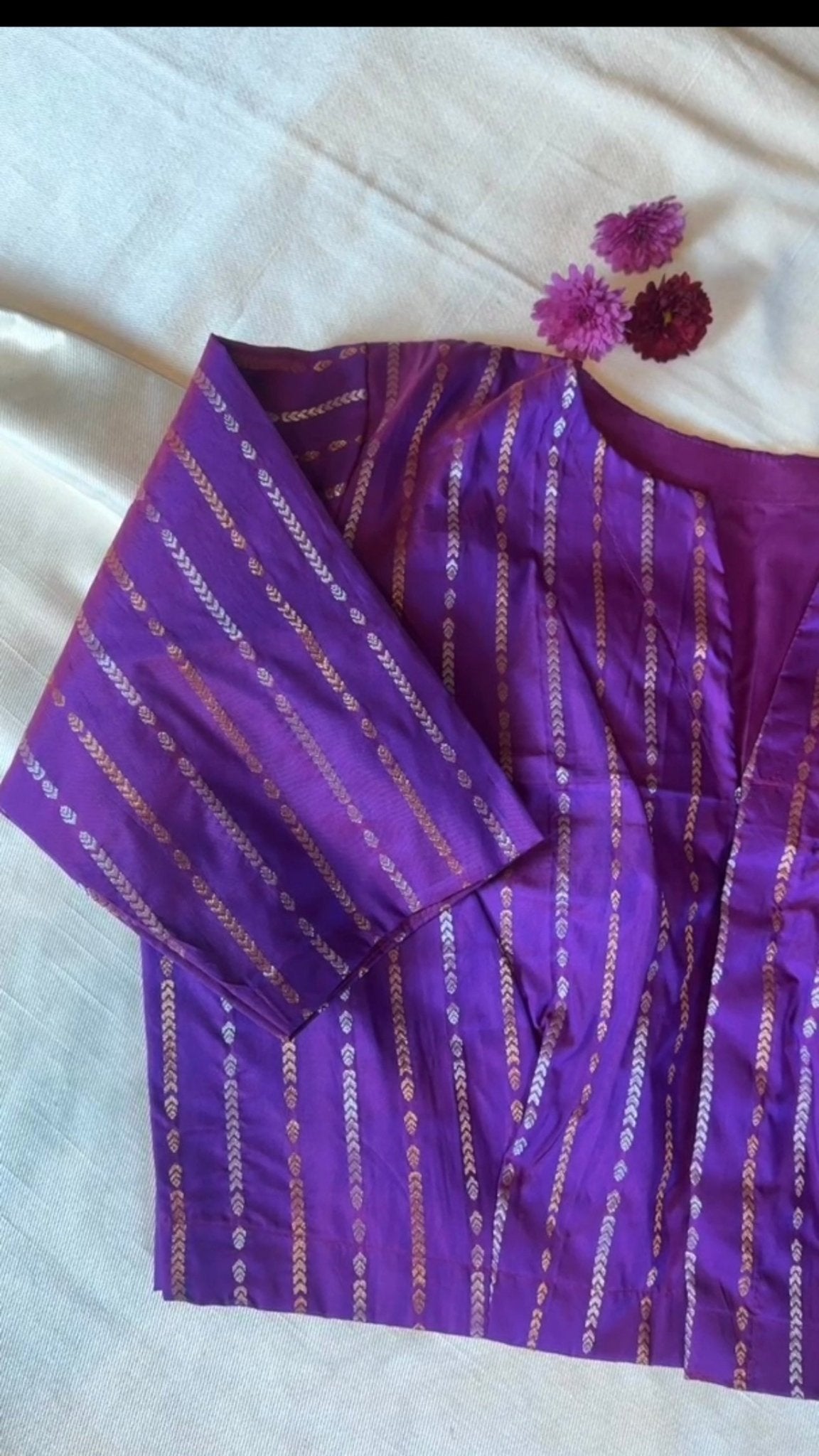 Banarasi Pure Silk Blouse in Purple | Idam Living