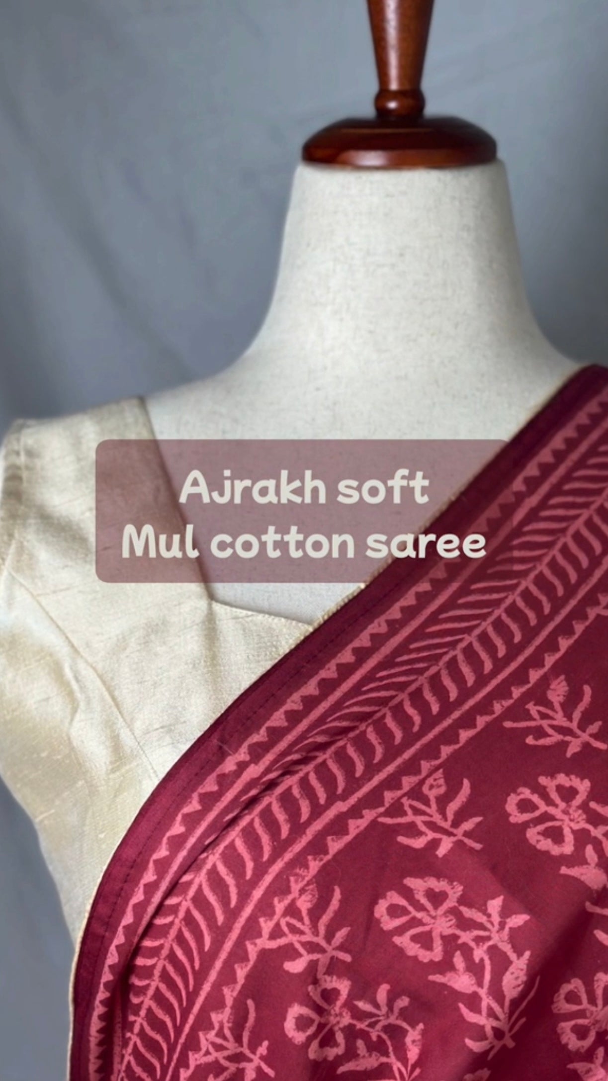 🌿 Ajrakh Eco-Dyed Handloom Cotton Saree | Natural Vegetable Dyes | Fall & Pico Done ✅ | Ships from New Jersey 🇺🇸 | Only One Piece Available | $69 (was $90)