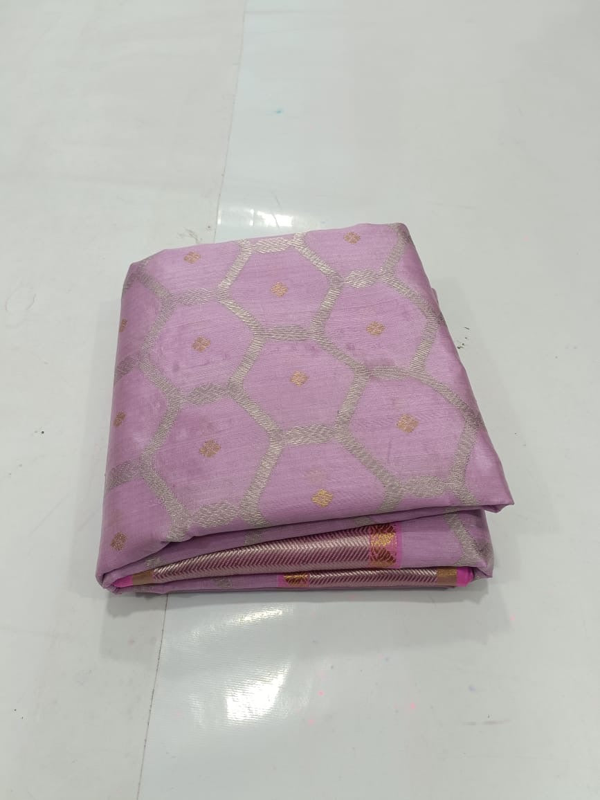 Pink pastel 💕🌸 pure silk chanderi Sona roopa zari jaal and ornate border