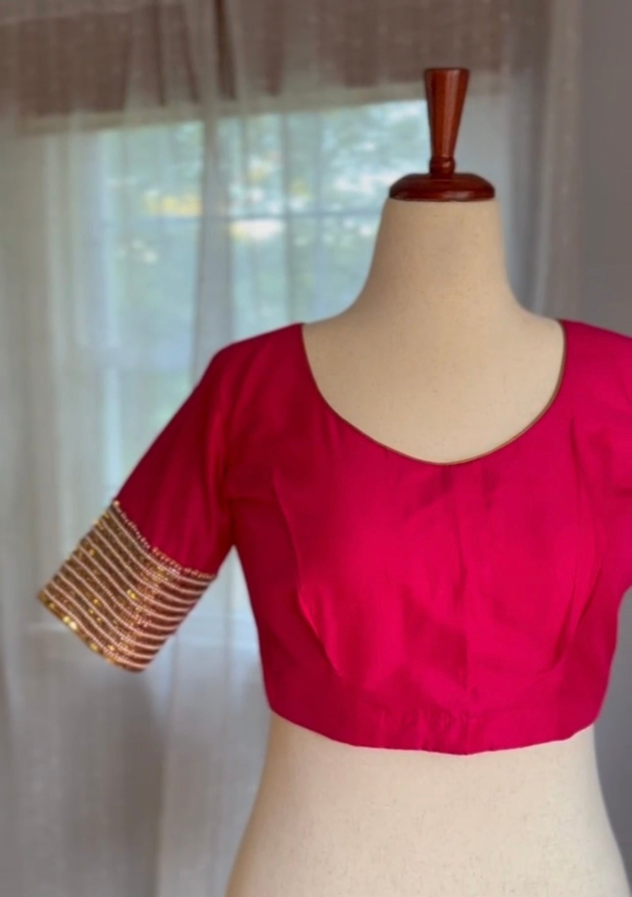 "Sitara" collection - silk blouses with sequin embroidery gold and pearl in pink