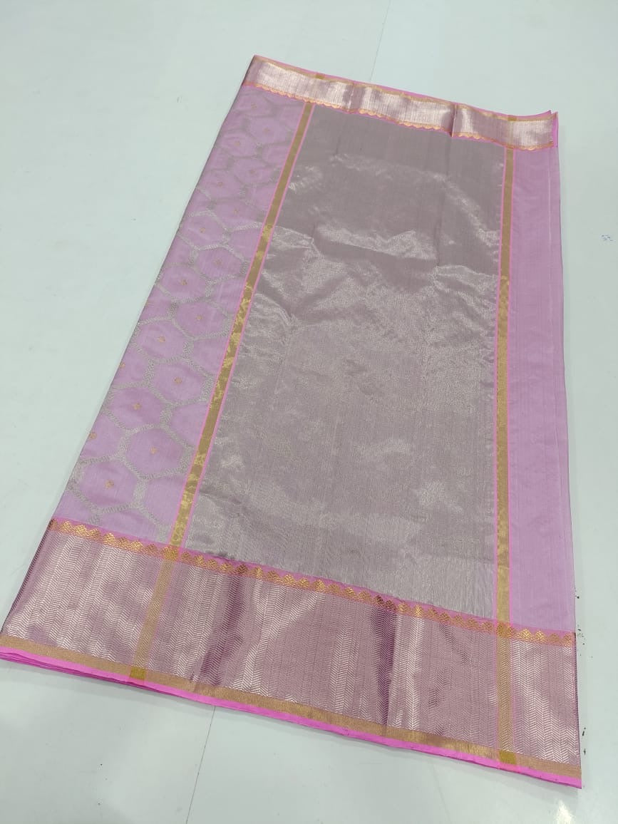 Pink pastel 💕🌸 pure silk chanderi Sona roopa zari jaal and ornate border