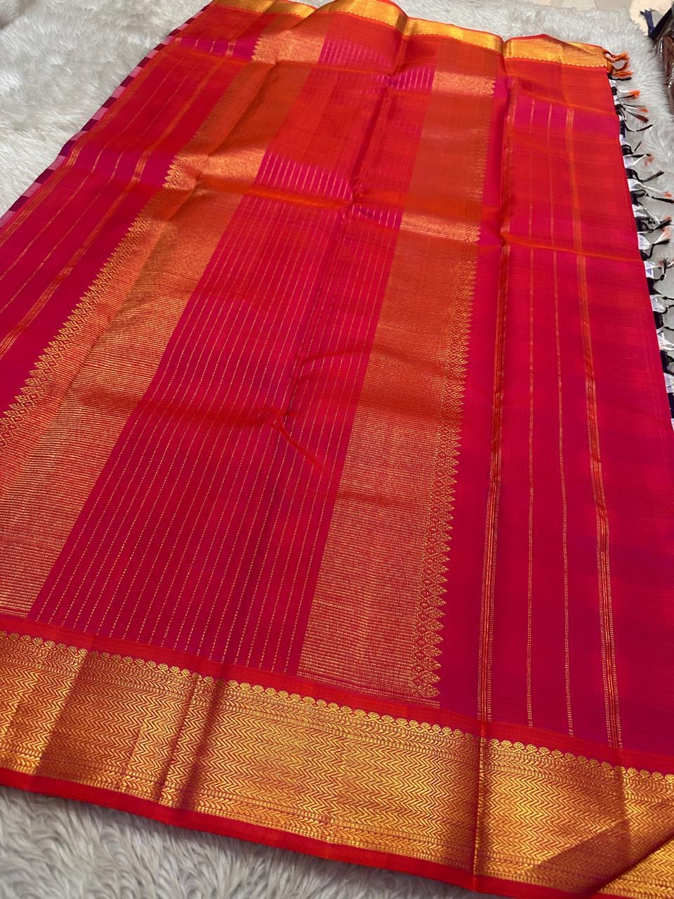 ✨ Varnika Checks — Pure Silk Kanchipuram Saree (Kattam)
Indigo–lavender–ivory checks with roja-red zari borders & rani contrast pallu
Silk Mark Certified ✅ • Ships in Two Weeks • Free Shipping within USA 🇺🇸