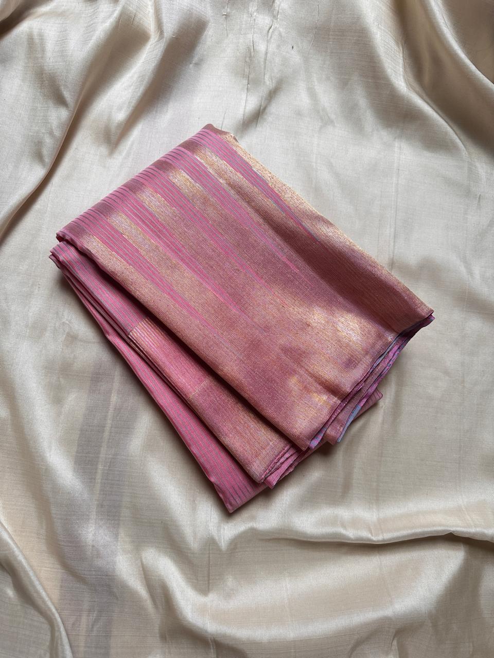 Blush pink silk - pure silk Kanchipuram saree with gold and silver lightning motif purple and silver Pallu in a base of pink vairaoosi 💕truly special saree