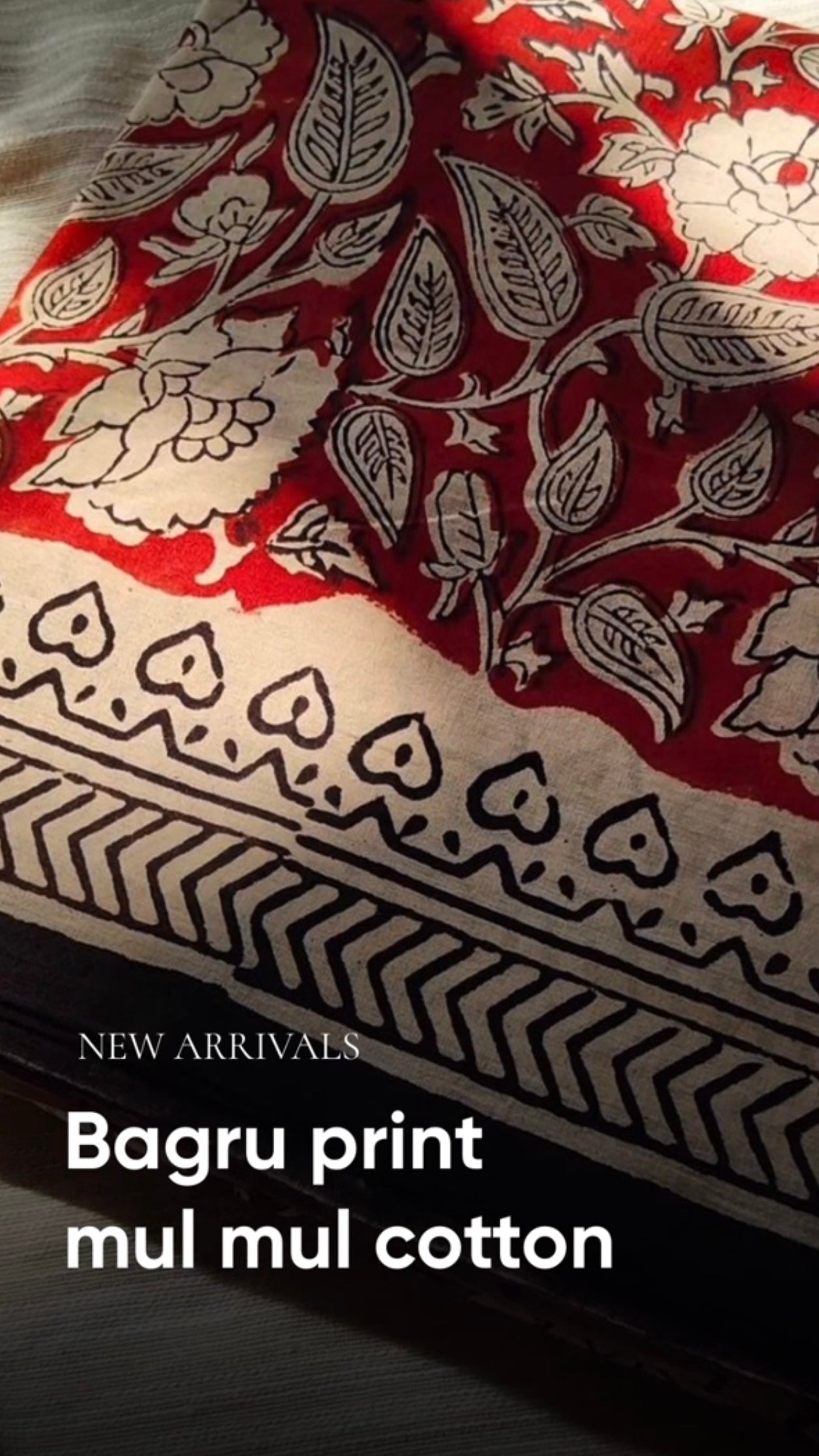 Bagru print mul mul cotton saree and patchwork blouse set