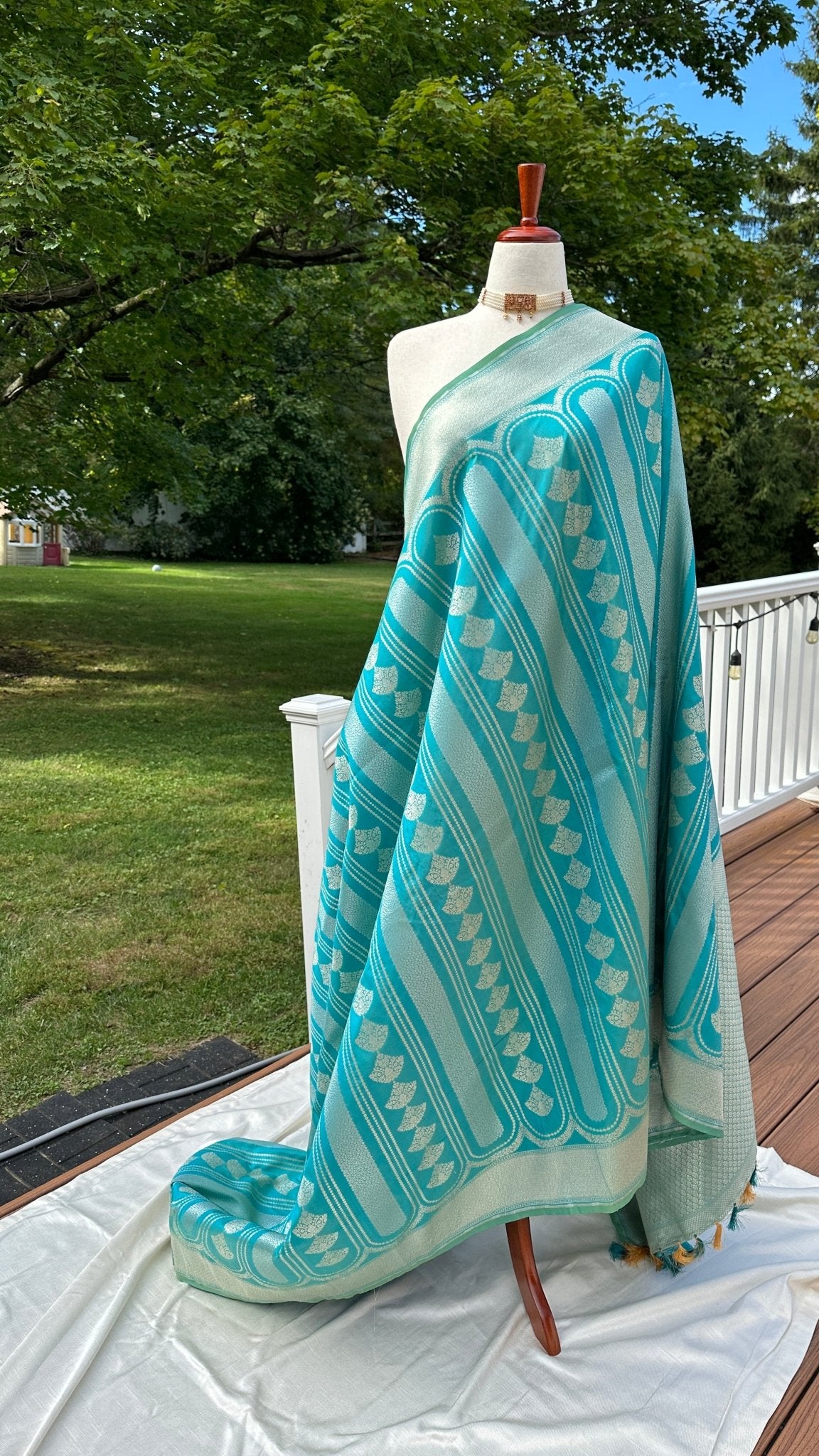 💜 Aqua Banarasi Soft Silk Saree | “Raw Mango” Weave | Authentic Handloom from Azamgarh ✨ | Fall & Pico Done ✅ | Ships from New Jersey 🇺🇸 | Only One Piece | $99 (was $159)