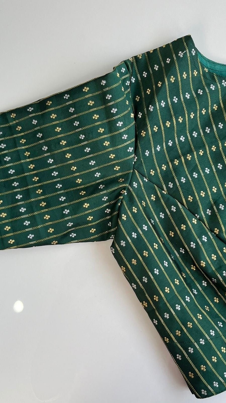 Green zari button banarasi blouse