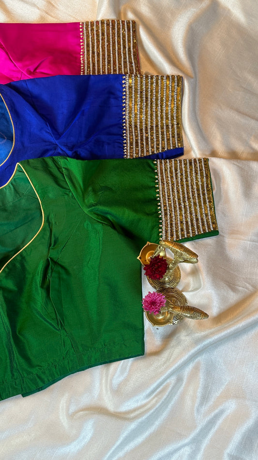 "Sitara" collection - silk blouses with sequin embroidery gold and pearl in pink