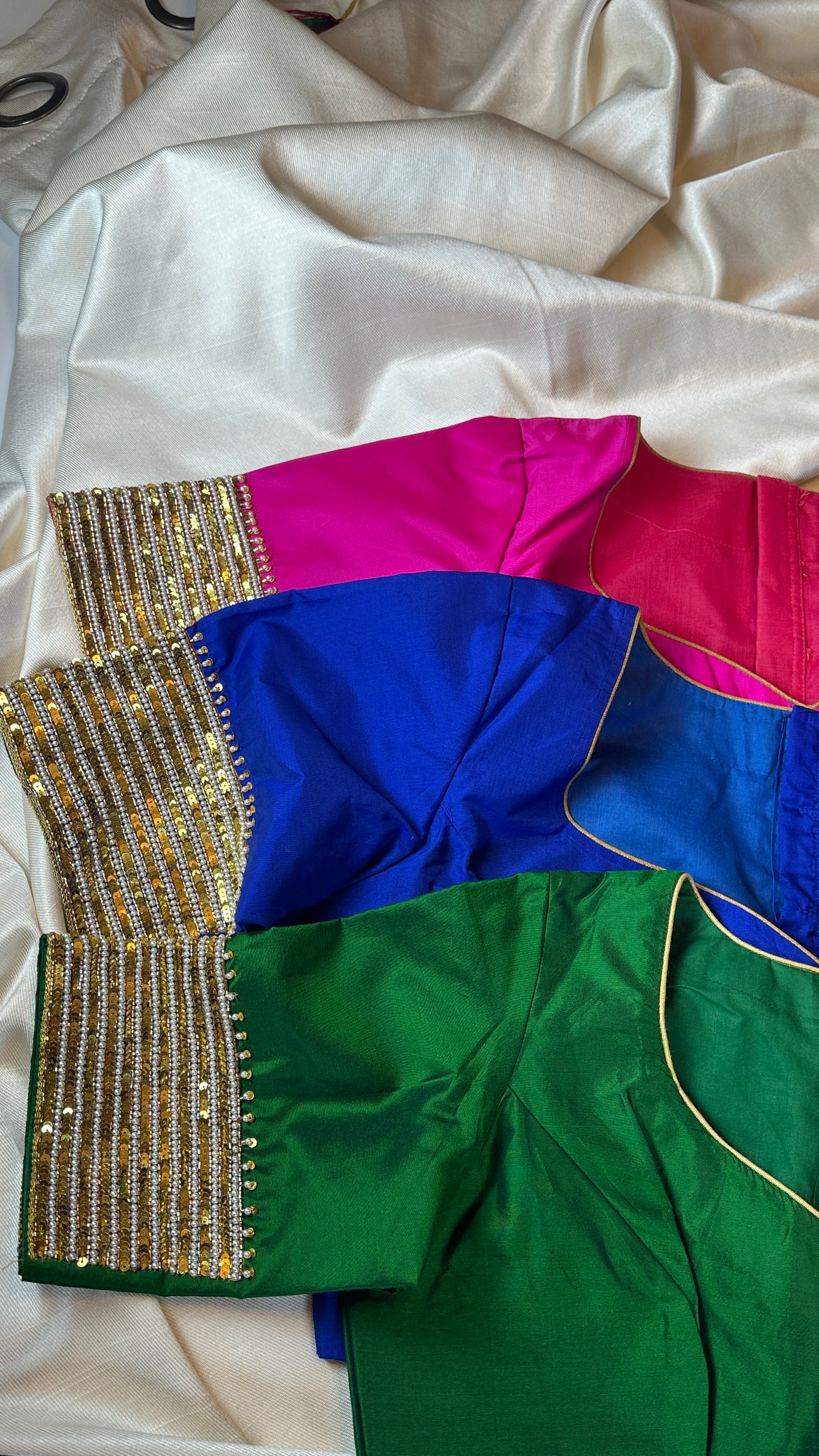 "Sitara" collection - silk blouses with sequin embroidery gold and pearl in pink