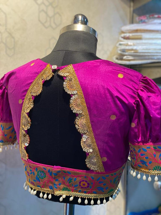 Paithani semi silk blouse purple