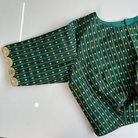 Green zari button banarasi blouse