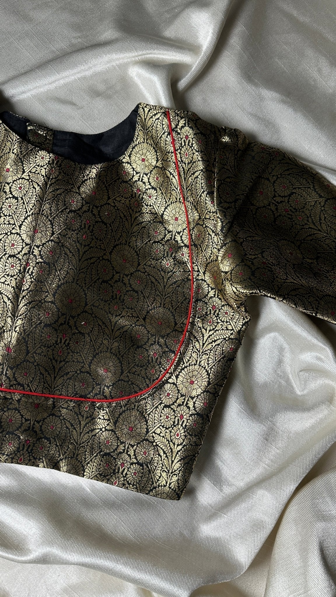 Banarasi Pure Silk Blouse in Black | Idam Living