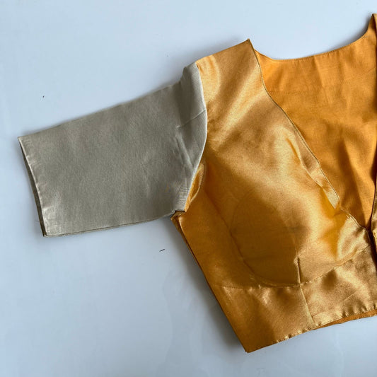 "Reva" collection - pure tissue silk blouse in gold and silver sleeves
