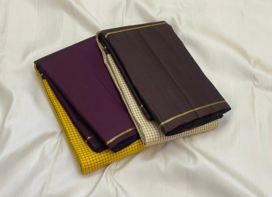 ✨ Amara Manjal — Pure Silk Kanchipuram Saree ✨
Mustard micro-kattam body paired with deep plum-wine borders and gold rope-zari pallu detailing.
Silk Mark Certified • Free USA Shipping • Ships in Two Weeks • Blouse Stitching Available ($30) ✅