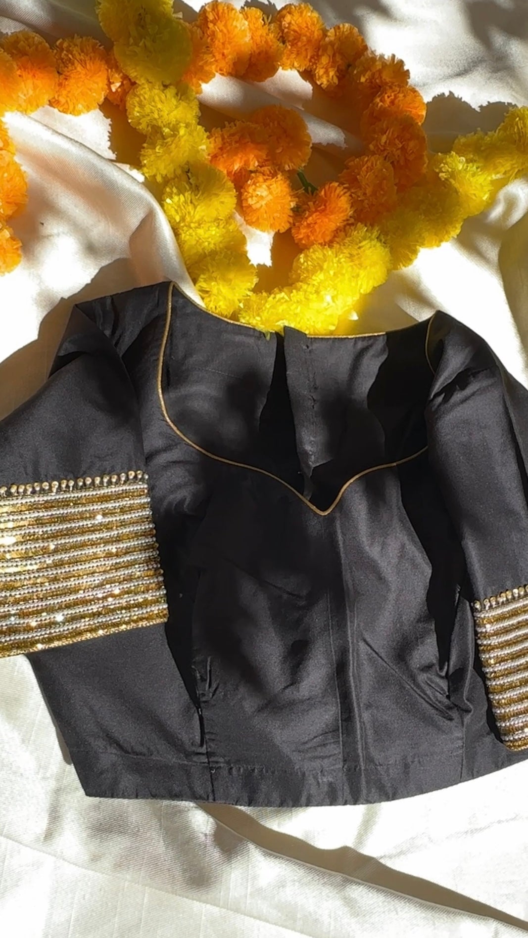 "Sitara" collection - silk blouses with sequin embroidery gold and pearl in pink