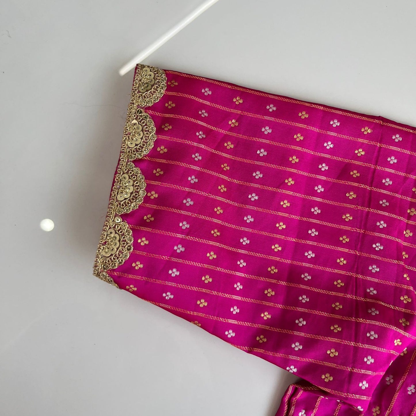 Banarasi silk blouse in Rani pink
