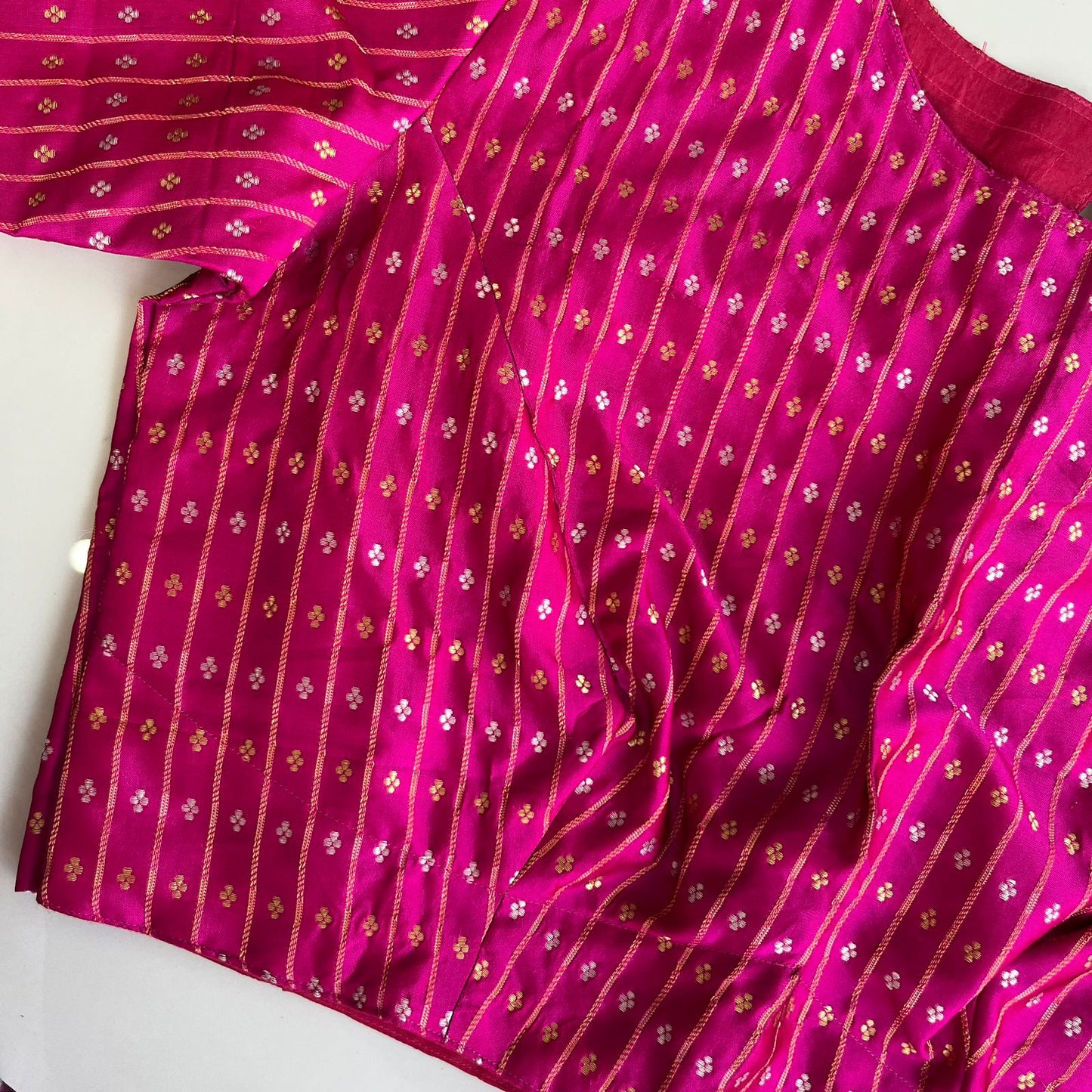 Banarasi silk blouse in Rani pink