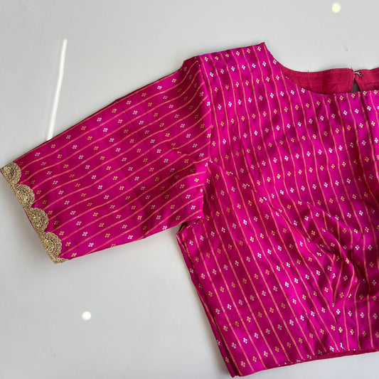 Banarasi silk blouse in Rani pink