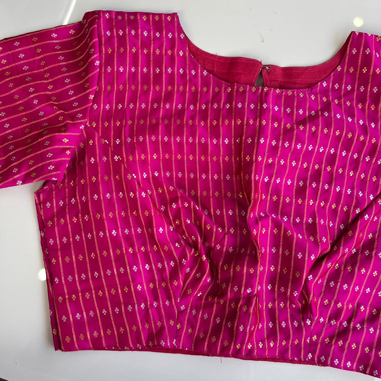 Banarasi silk blouse in Rani pink