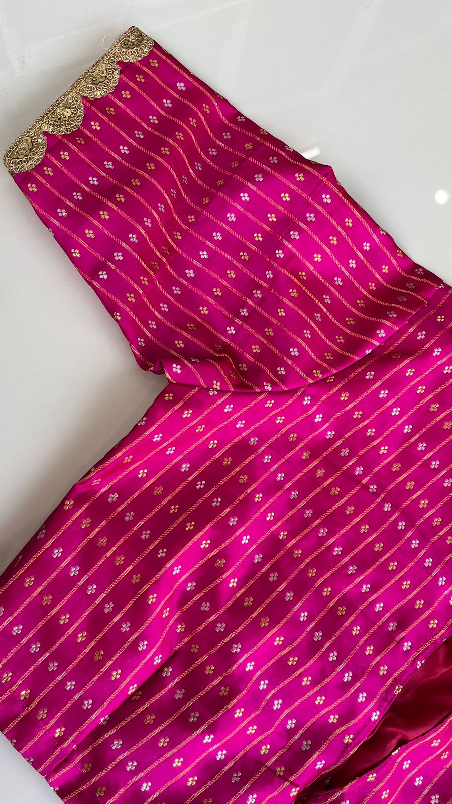 Banarasi silk blouse in Rani pink