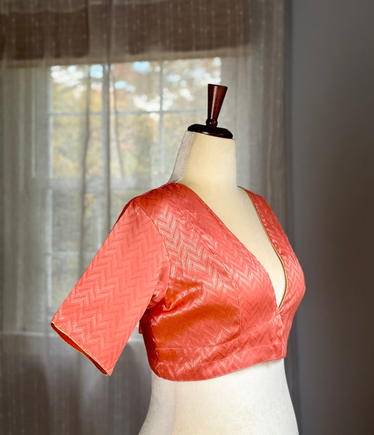 Peach chevron silk Blouse