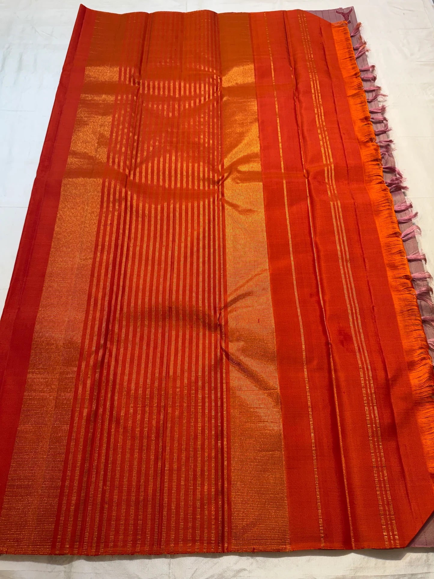 Antique Rose Handwoven Pure Silk Kanchipuram Saree with Twin Kili Butta in Silk Thread and Pattupet Weave
