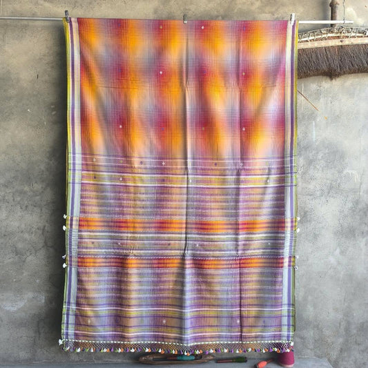 Bhujodi Softened Kala Cotton Saree – Handwoven Kutch