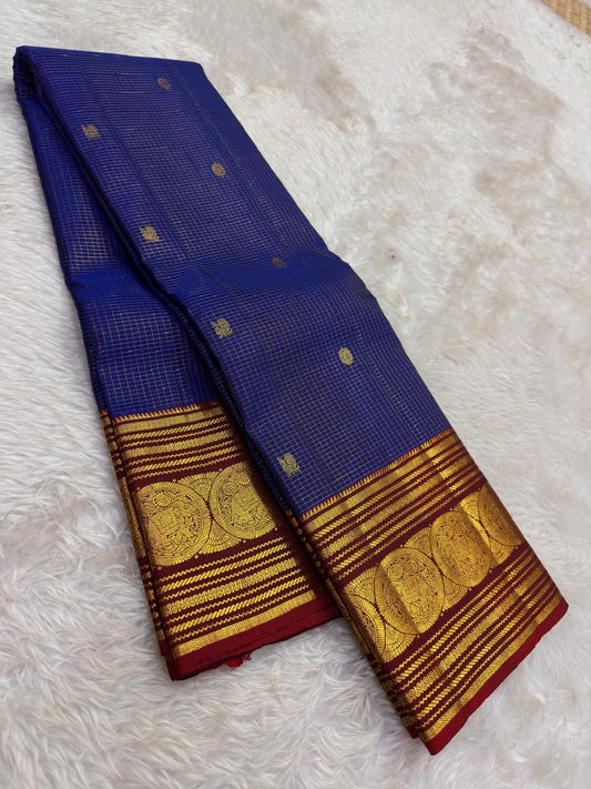 royal blue silk saree zk-yb draped view