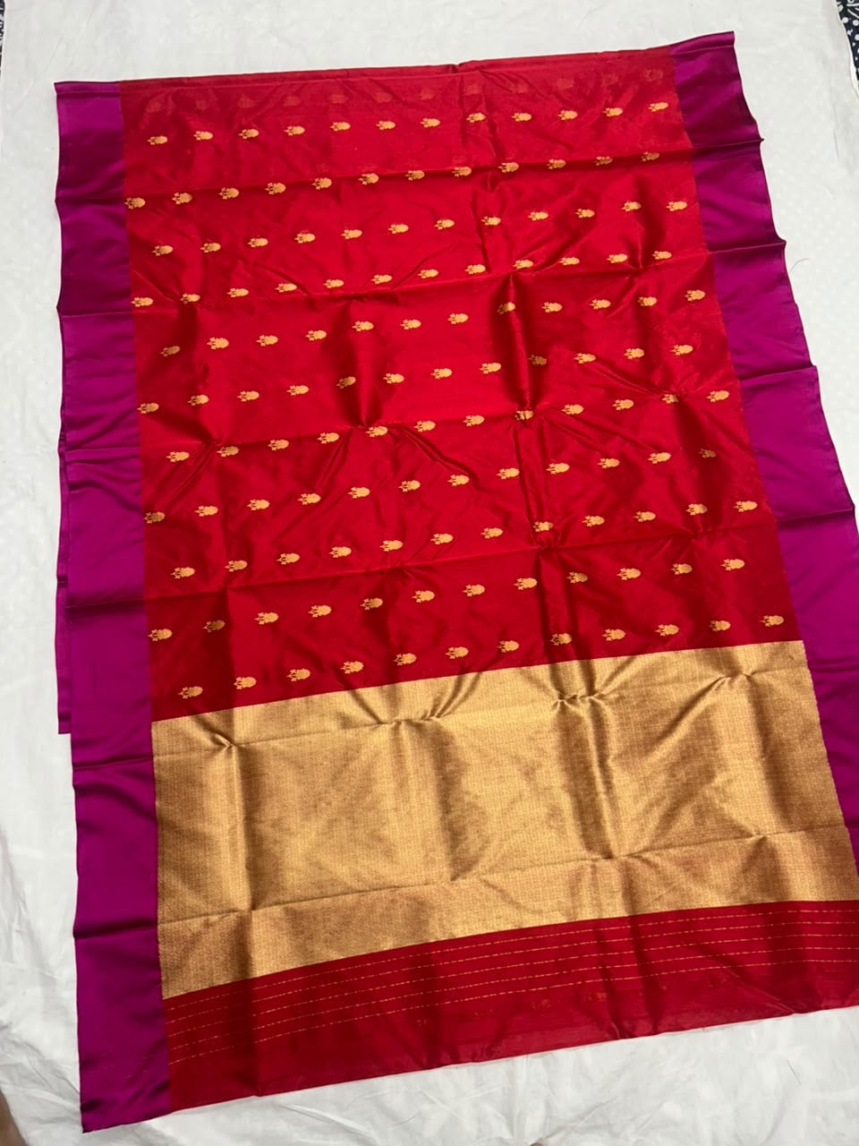 Handwoven red Pattu Silk Chanderi