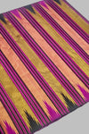 Dark chocolate brown and magenta Kanjivaram silk saree, full front view