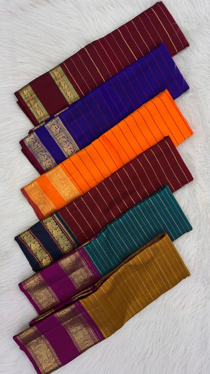 Deep maroon Kanjivaram silk saree with ornate gold zari pallu