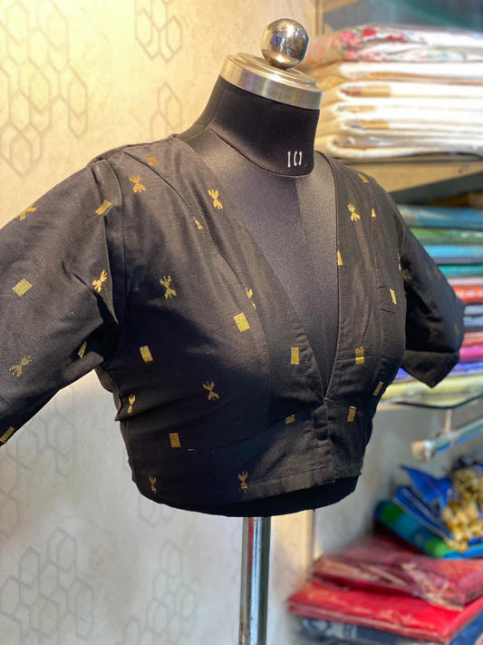 Black and gold silk blouse