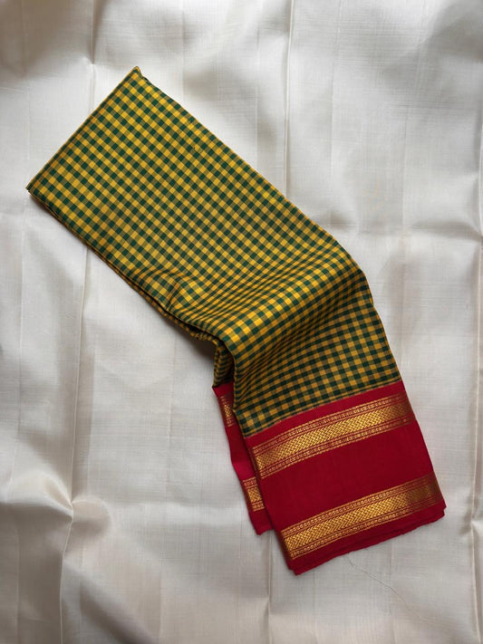 Green Kanchipuram silk saree, handwoven full drape