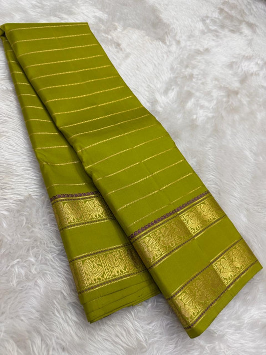 parrot green silk saree rt-vh draped view