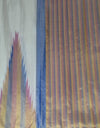 Ivory Ettukol Kanjeevaram silk saree, full drape overview