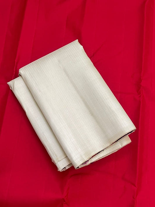 Ivory Handwoven Pure Silk KanchiPattu Saree with Zari Kattam Body and Paalum Pazhamum Pallu