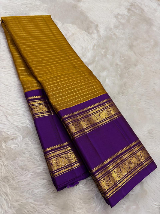 ponvandu gold silk saree kv draped view