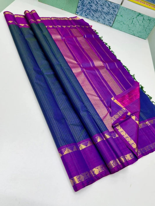 peacock blue silk saree -ls-rt-zk draped view
