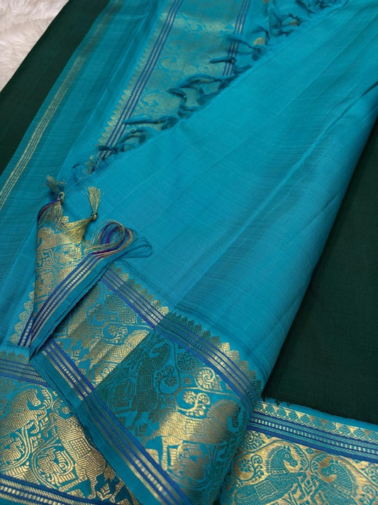 deep green silk saree pb draped view