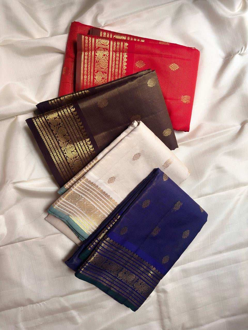 Pure Kanchipuram silk Vairaoosi saree with traditional peacock border by Idam Living