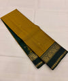 Antique Gold Forest Green Mayil Butta handwoven pure silk Kanjivaram saree — close-up of the gold zari detailing