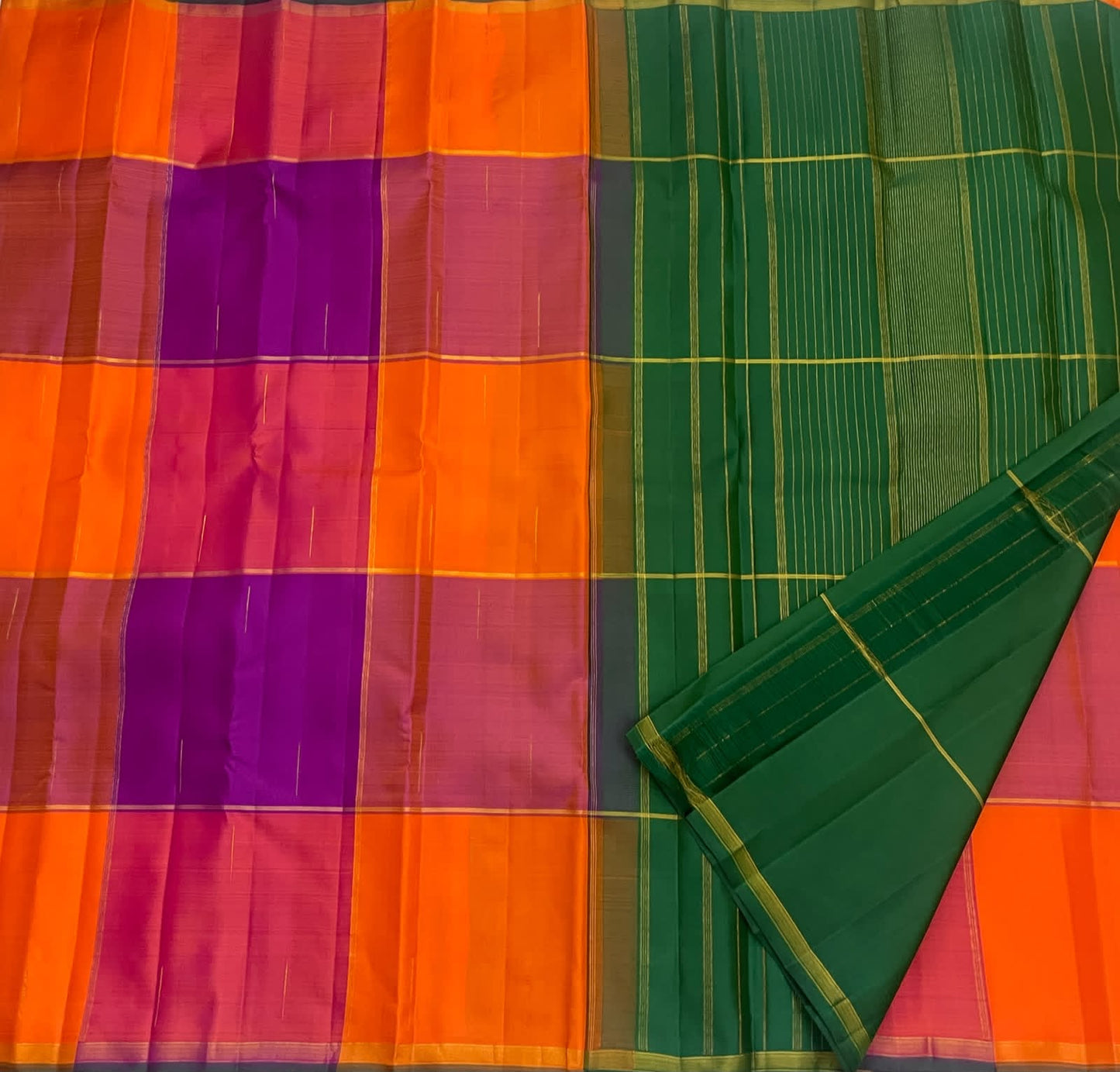 Multicolour Pure Silk Kanjipuram Paalum Pazhamum Saree - body detail