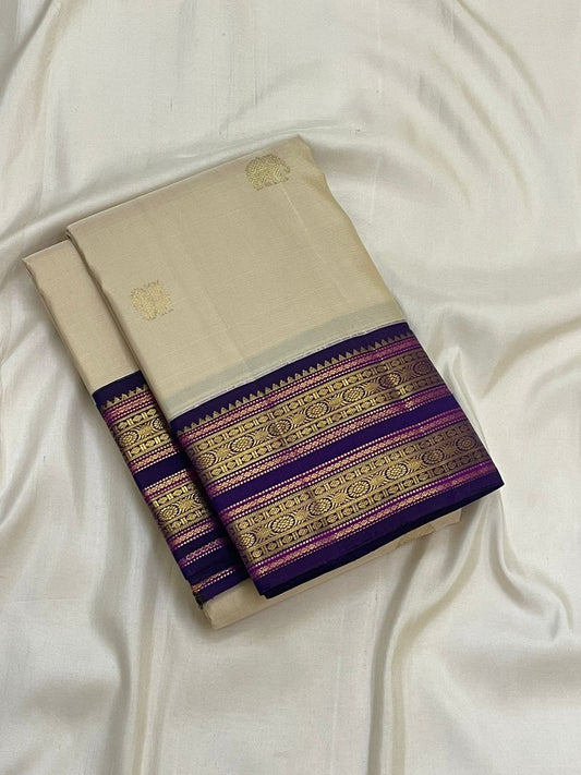 Violet Rettapet pallu with gold zari detail