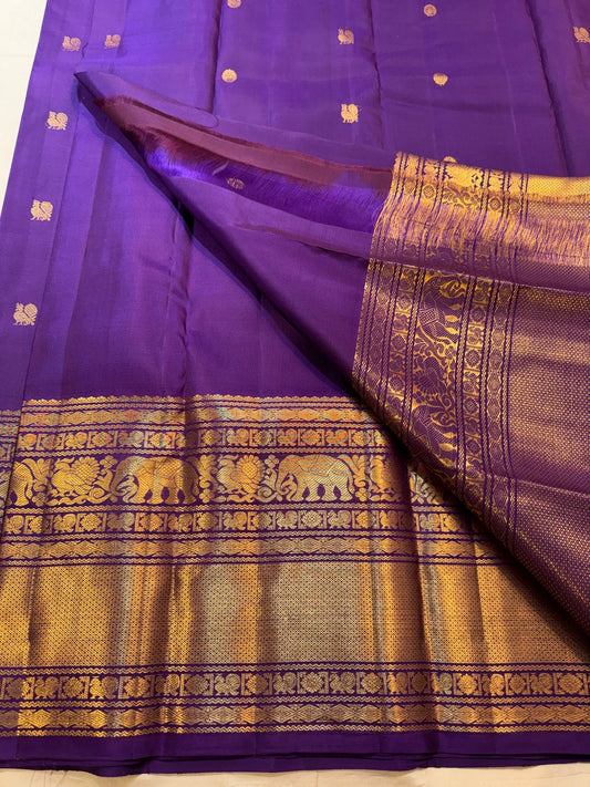 Royal purple Kanjipuram Butta saree folded view β Idam Living
