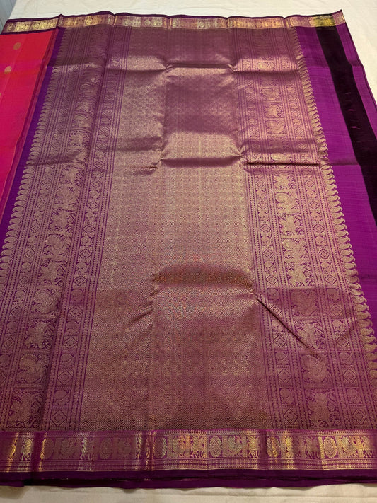 Royal purple Korvai Kanjivaram silk saree border detail