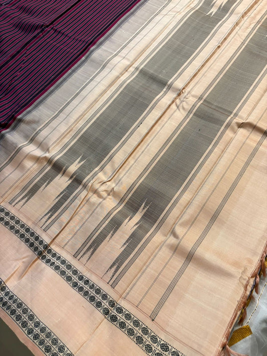 Pure Kanjivaram silk saree with rudraksha woven borders and rich seer pallu