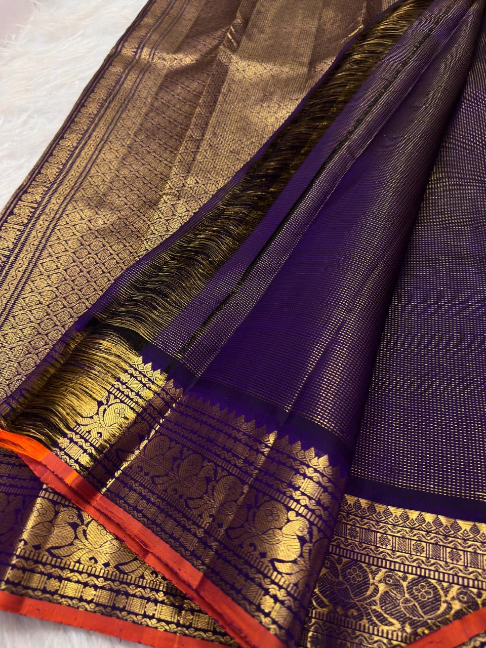 Vadamalli purple pure silk Kanchipuram Vairaoosi saree, view 5