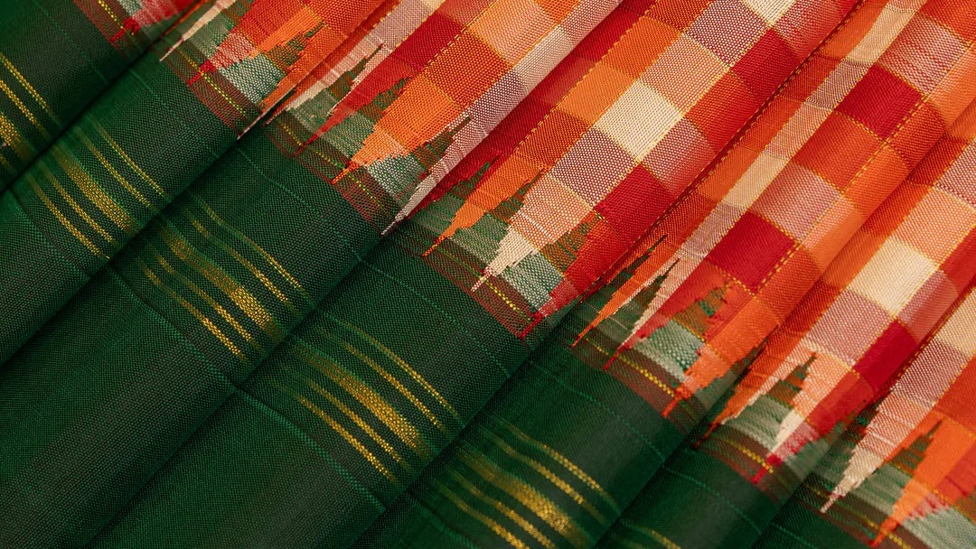 Kanchi Kattam Kanchipuram silk saree with structured silk check body