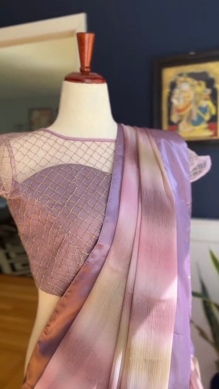 Georgette and satin saree blouse sets