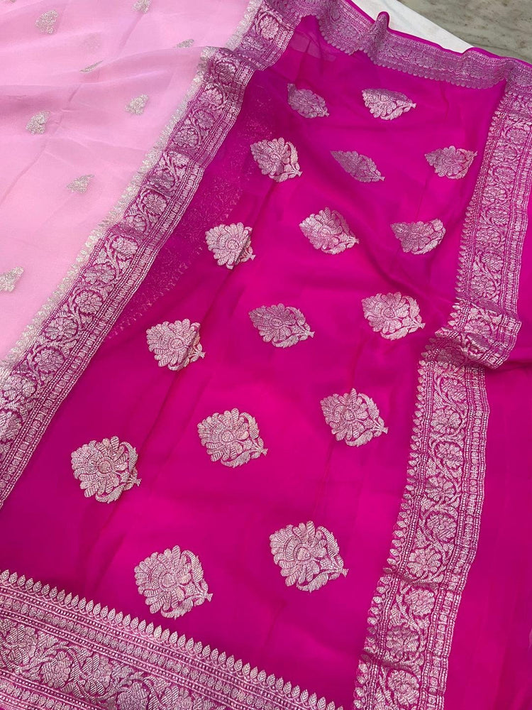 Pure khaddi chiffon handloom kadhua banarasi saree